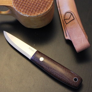 Modern Puukko Carver, Burlap Micarta